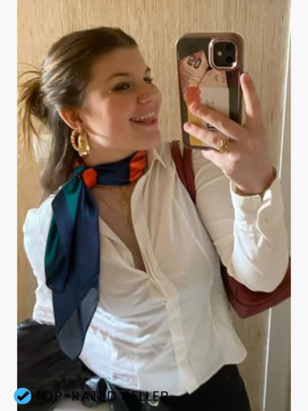 27.5" Square Satin Scarf Women's Hair Wrap Neck Bandana Versatile Styling Soft - Picture 2 of 7